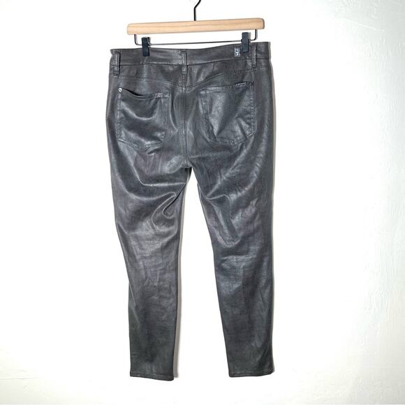 7 for all mankind dark gray faux leather reptile print skinny jeans size 32 B91 - Picture 4 of 4